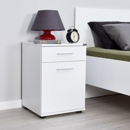 Hanah Home Mesilla de Noche Blanca con Cajón